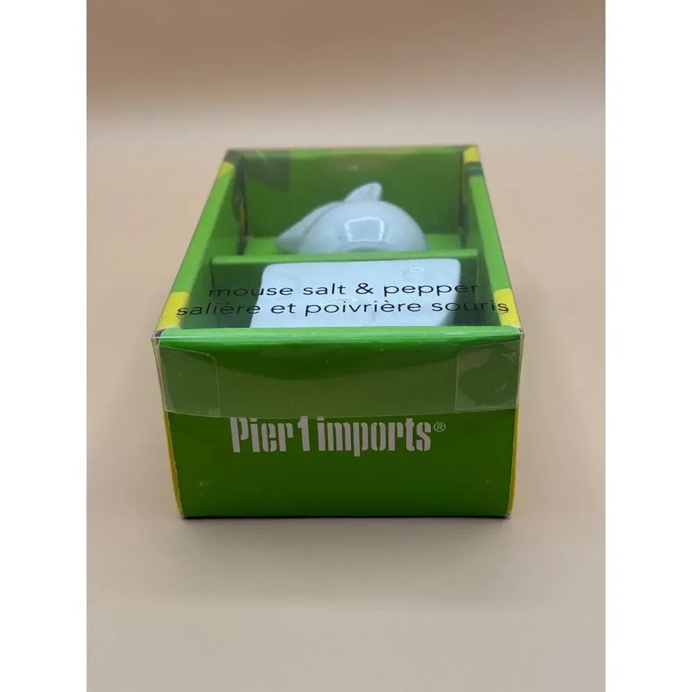 🐭 Pier 1 Imports Zoo Logy Mouse Salt & Pepper Set NIB Porcelain